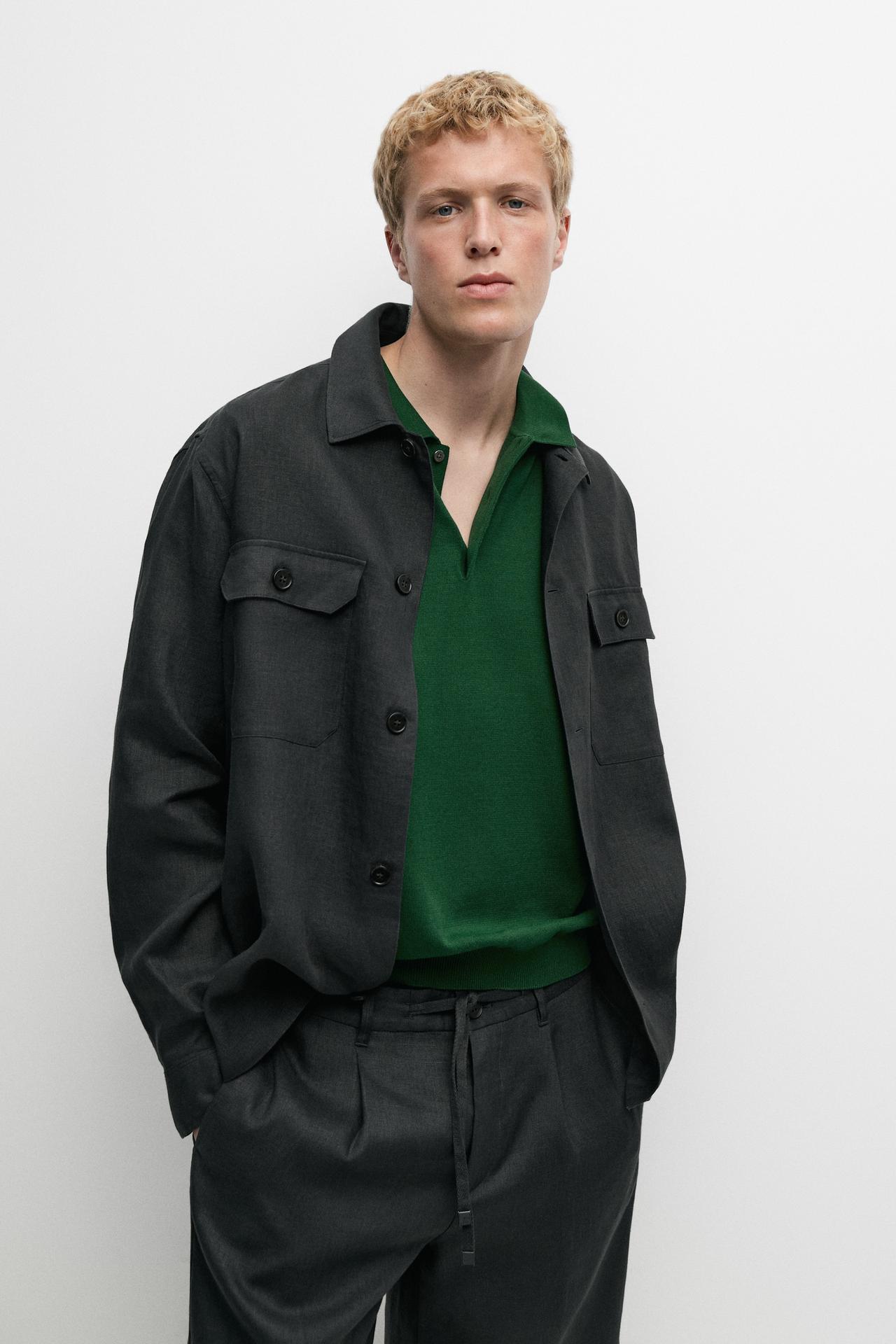Total look linen overshirt with pockets — 567