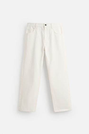 Zara RELAXED STRAIGHT FIT JEANS - White