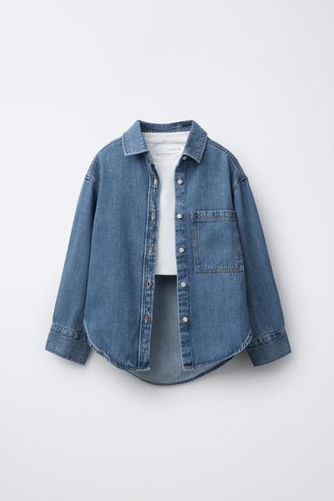 DENIM SHIRT AND RIB T-SHIRT PACK - Blue by Zara