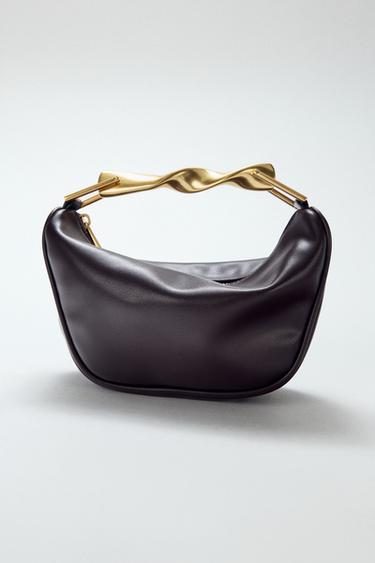 MINI BAG WITH METAL HANDLE - Burgundy Red by Zara