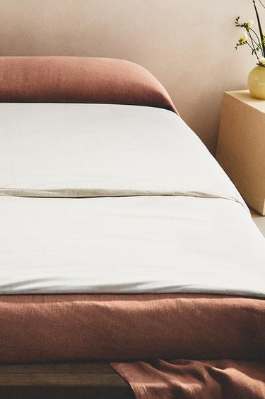 HOUSSE DE COUETTE RAYURES - Blanc cassé de Zara