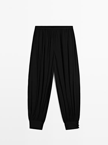 Pantalon bouffant avec boutons - Noir de Zara