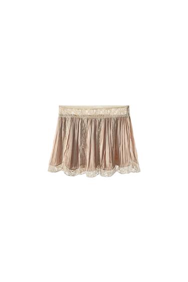 MINIGONNA PLISSETTATA PIZZO PERLINE - Rosato di Zara