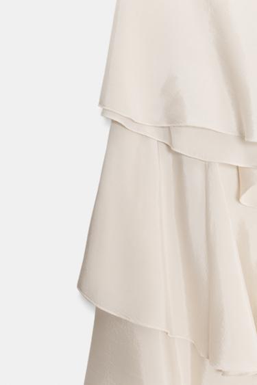 ZW COLLECTION FLOWING RUFFLE SKIRT - Beige / Green by Zara - Image 5