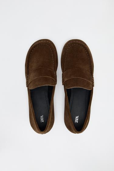 SPLIT LEATHER PENNY LOAFERS - Brown by Zara - Image 5