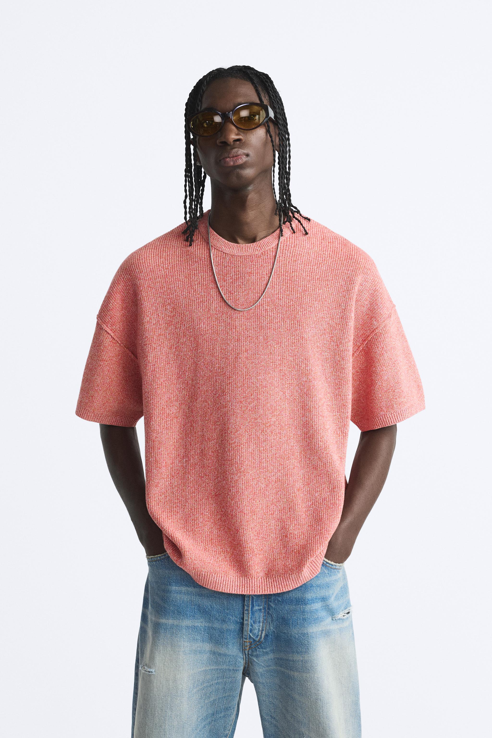 TEXTURED KNIT T-SHIRT - Salmon | ZARA United States