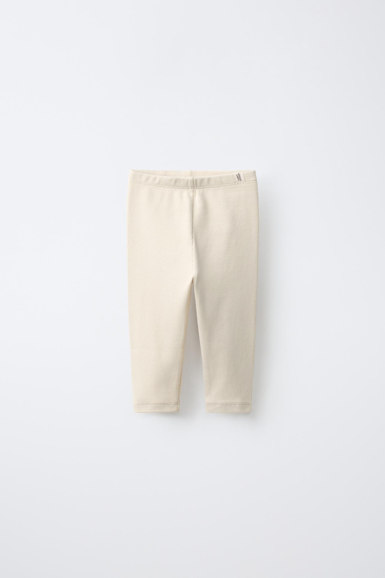 2-PACK OF PLAIN LEGGINGS — Ecru / Brown