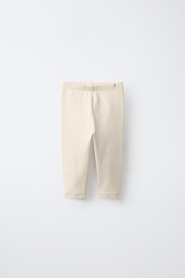 2-PACK OF PLAIN LEGGINGS — Ecru / Brown 2