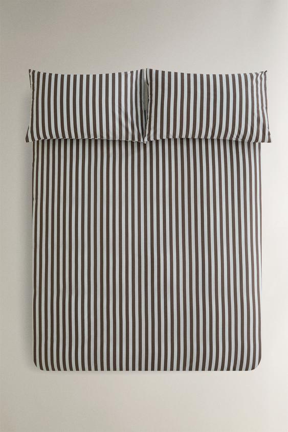Zara STRIPED PERCALE DUVET COVER (300 THREAD COUNT) - Blue - Image 0