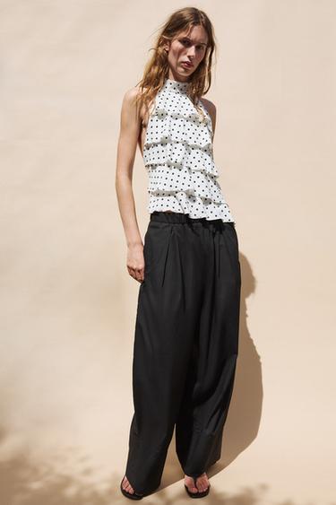 TOP HALTER LUNARES - Blanco / Negro de Zara