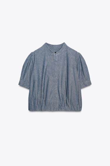 CAMISA DENIM PLIEGUES ZW COLLECTION - Azul de Zara