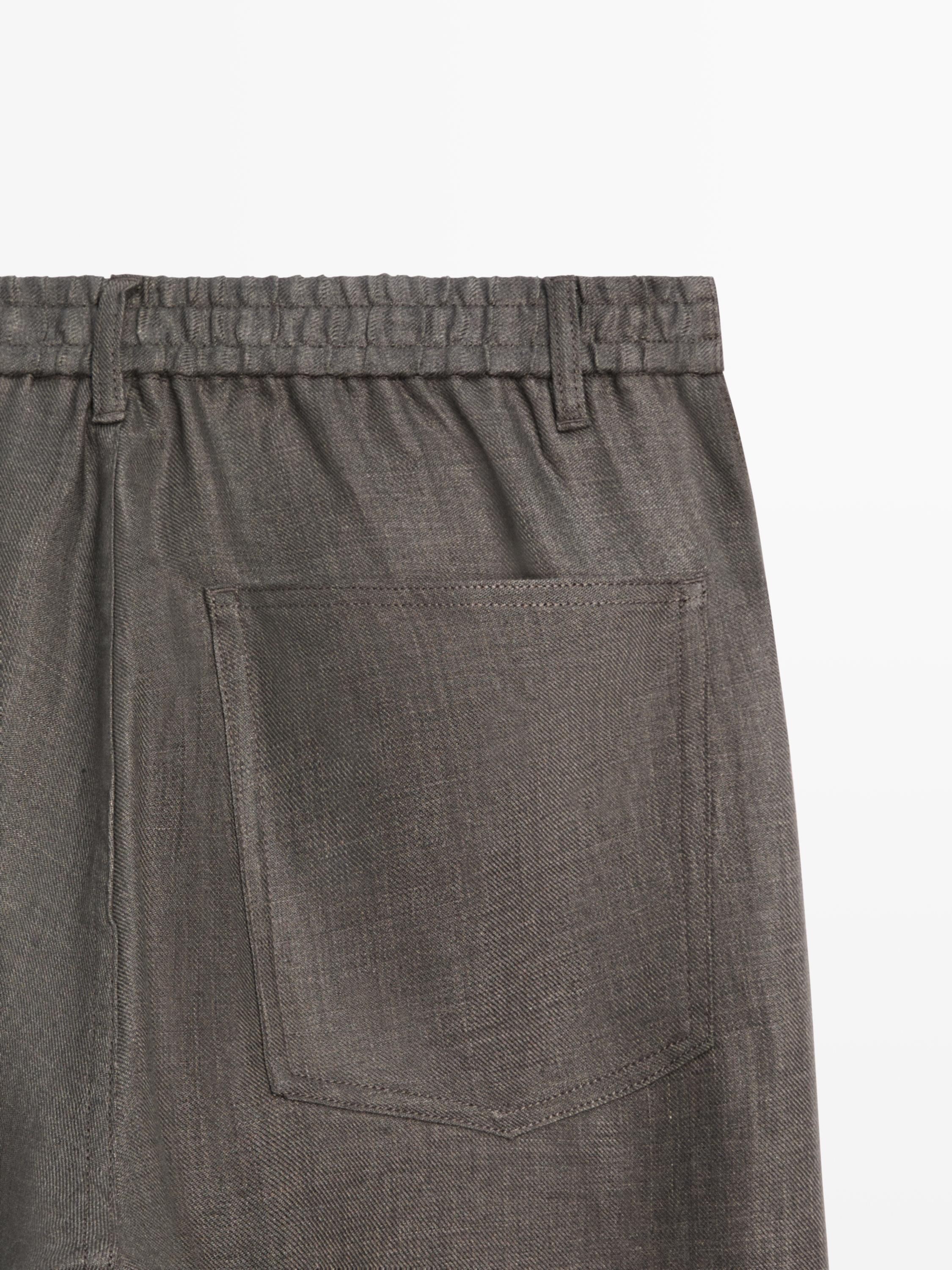 Faux jean semi-jogger en lin