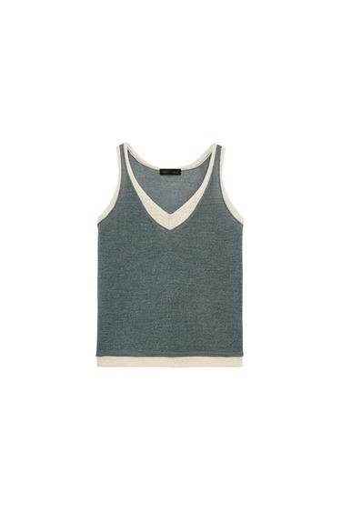 COMBINATION KNIT TOP - Blue by Zara