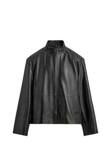 RELAXED FIT LEATHER JACKET - Black by Zara