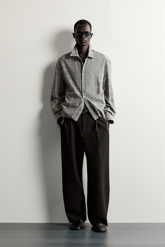 CAMISA RELAXED FIT CUADROS - Verde gris de Zara - Imagen 0