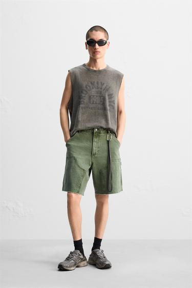 Zara CARPENTER POCKET SHORTS - Green - Image 0