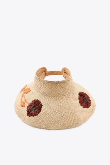 FLORAL WOVEN VISOR - Light beige by Zara - Image 0