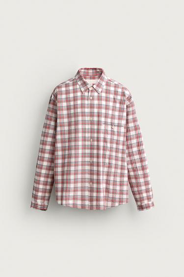 TEXTURED CHECK SHIRT - red/navy by Zara