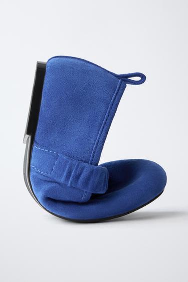 BALLERINES EN CUIR - Bleu de Zara - Image 2
