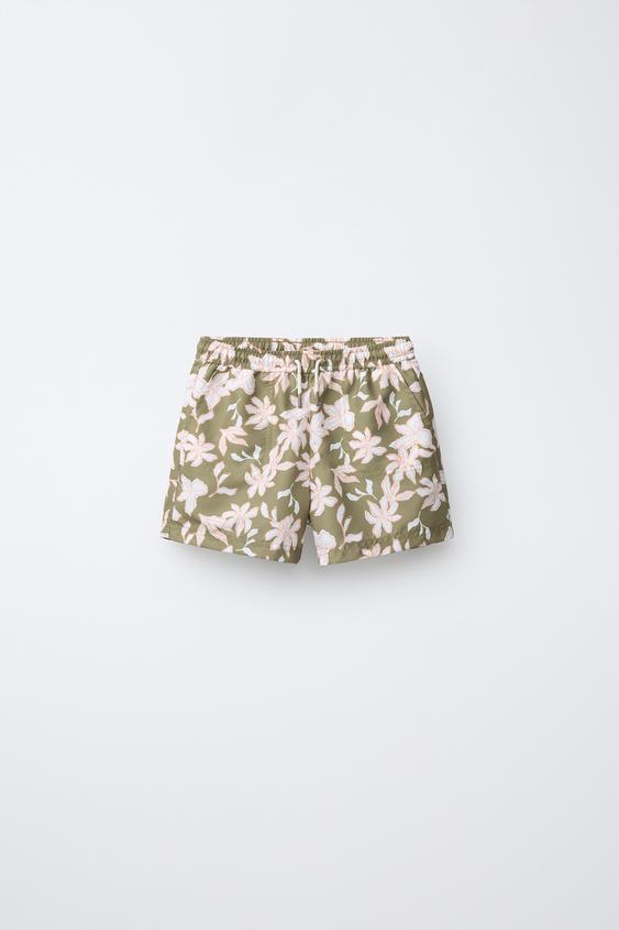 AGES 6-14 / FLORAL SWIM SHORTS - Greenish by Zara - Image 0