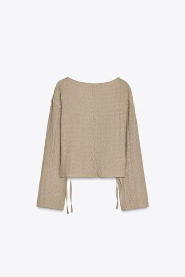 TEXTURED TIE TOP - Sand by Zara