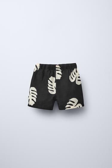 LEAF PRINT BERMUDA SHORTS - Black / Ecru by Zara - Image 1