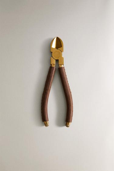 STEEL CUTTING PLIERS WITH LEATHER HANDLE - Brown by Zara - Image 0