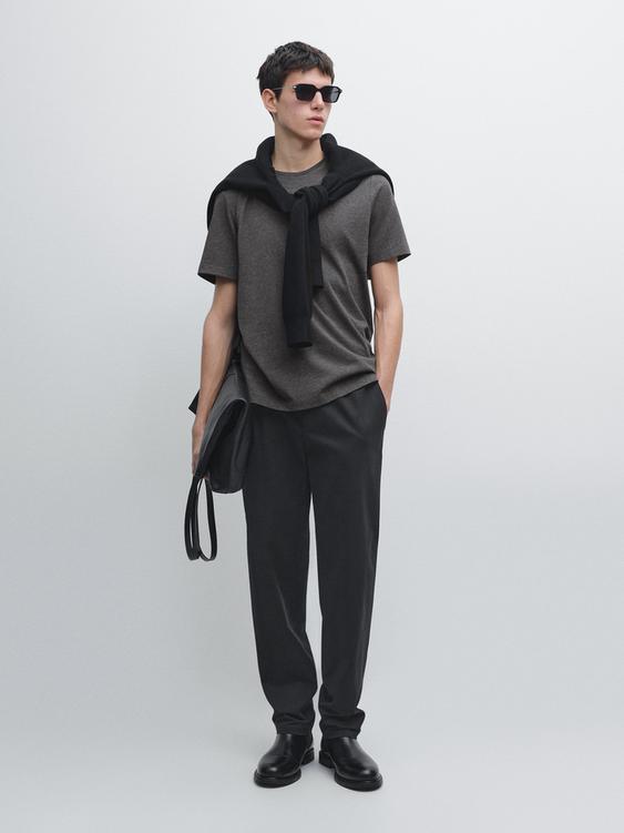 Cotton blend jogger fit trousers