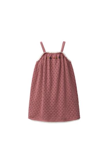 TRICOT JURK MET GEBORDUURDE BLOEMEN EN KANT - Roze van Zara - Afbeelding 0