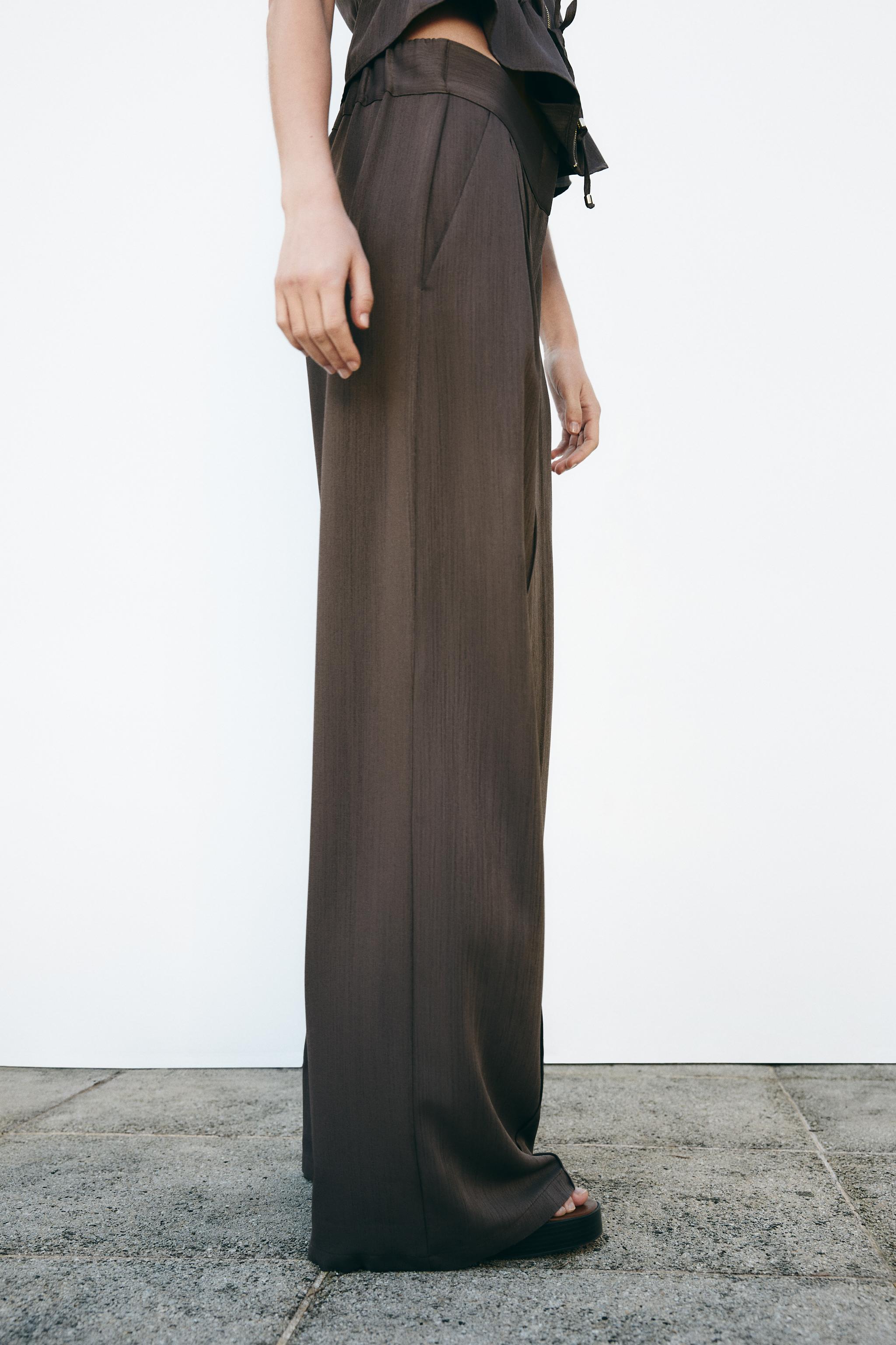 ☆ドイツ発*ZARA*新作*ダーツワイドレッグパンツ/BROWN☆ ☆ドイツ発*ZARA*新作*ダーツワイドレッグパンツ/BROWN☆