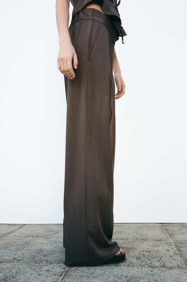 DARTED WIDE-LEG TROUSERS - Brown by Zara - Image 2