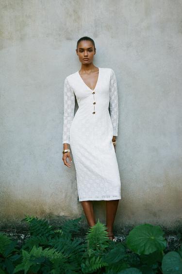 MIDI-HÄKELKLEID - Weiß von Zara