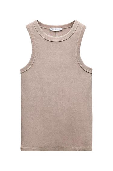 FADED-EFFECT RIB T-SHIRT