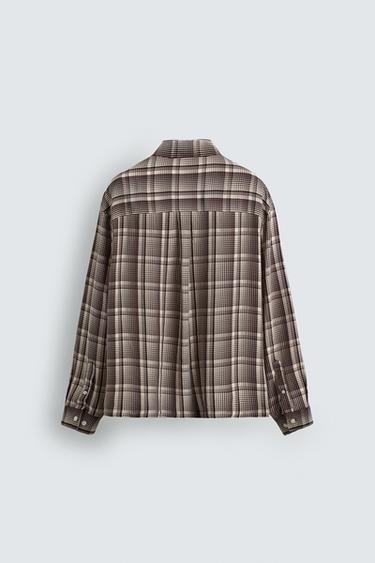 FLOWING CHECK SHIRT - Wine by Zara - Image 7