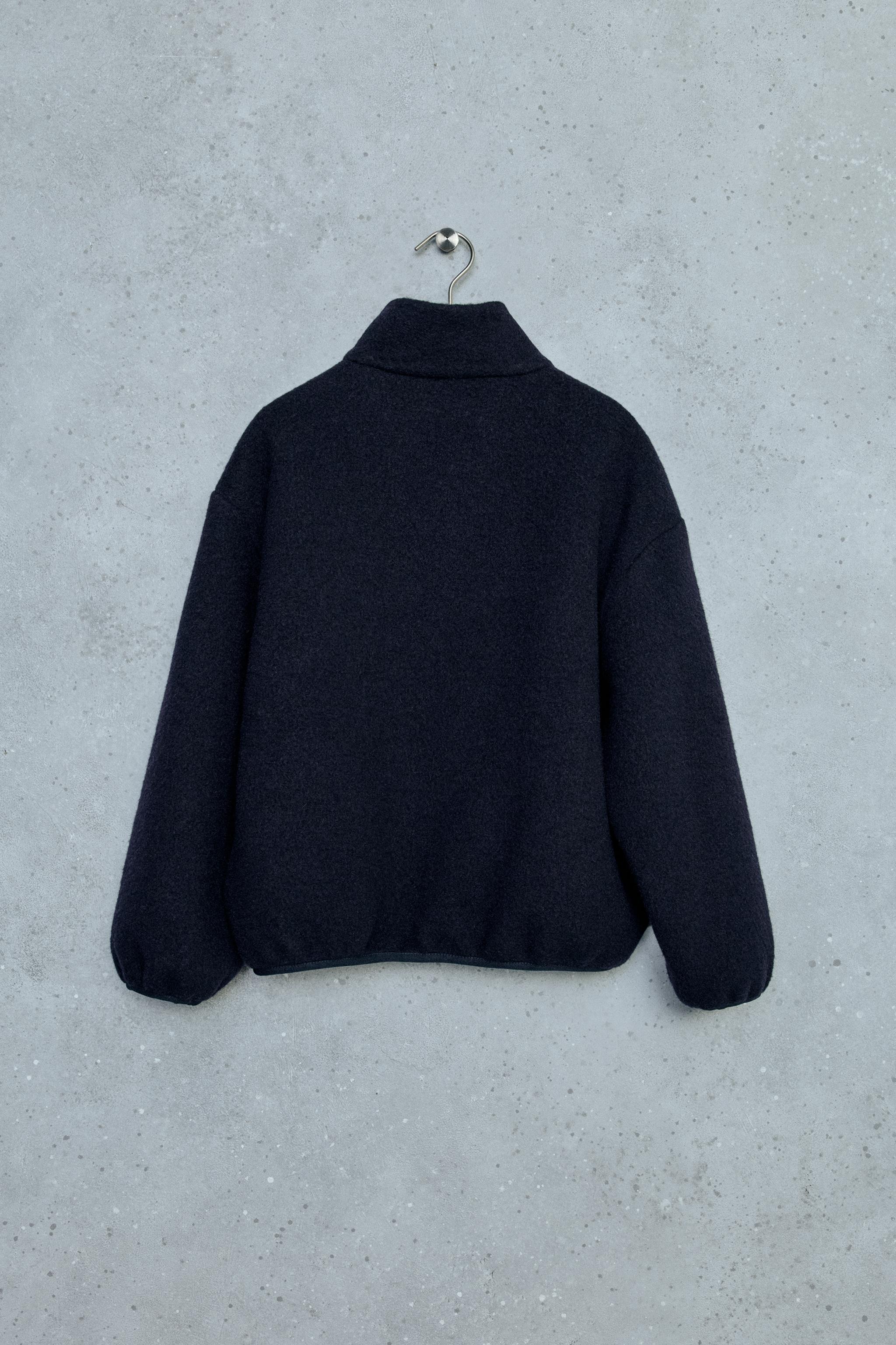 STORIESZ - WOOL BLEND KANGAROO SWEATSHIRT — Navy blue
