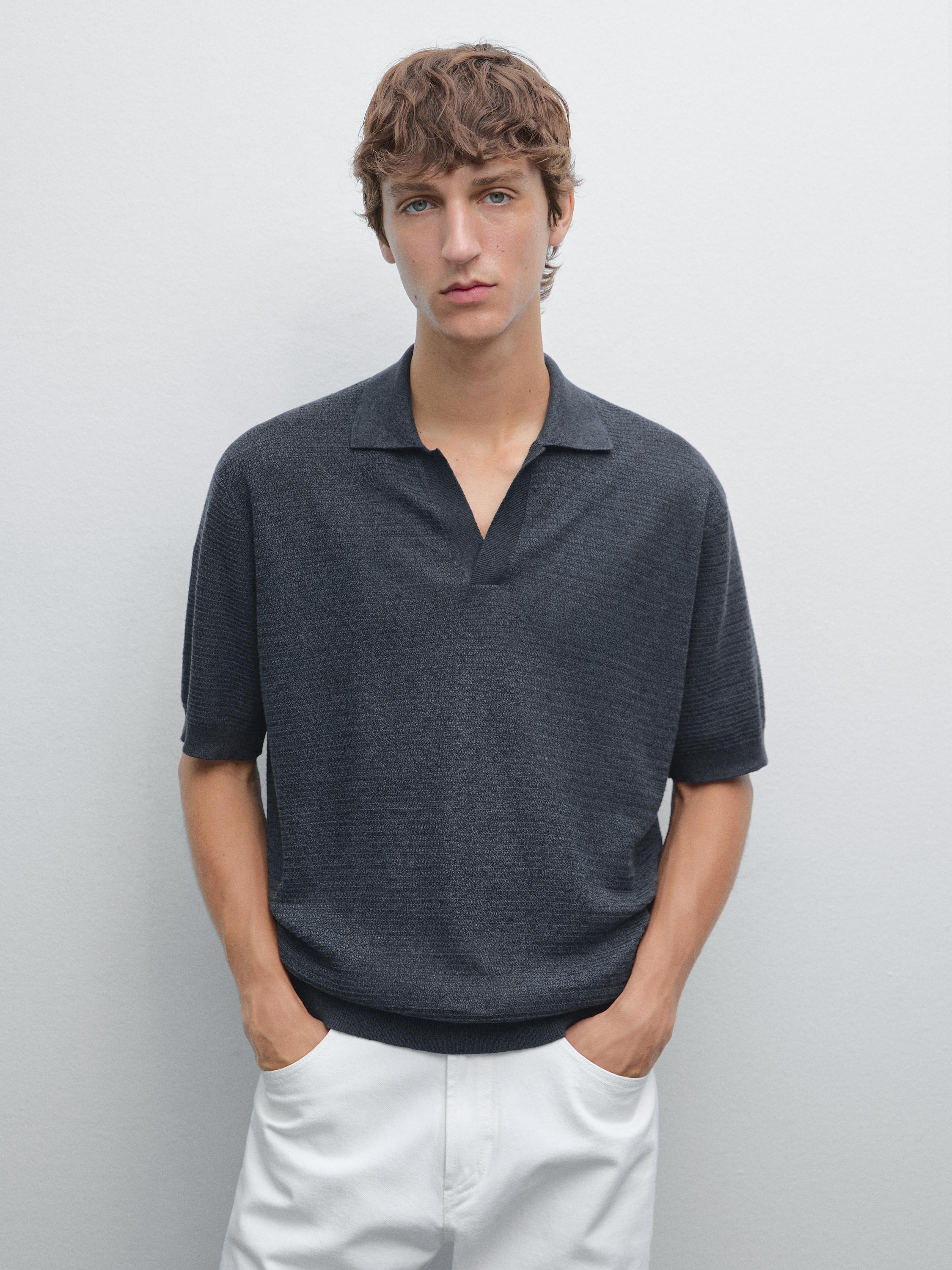 Polo en maille lin et coton