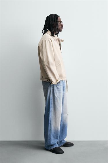 DENIM ZIP-UP JACKET - Sand by Zara - Image 3