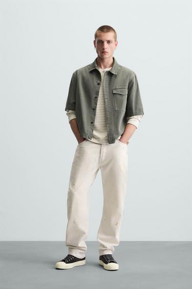 WASHED OVERSHIRT WITH POCKET - GREENISH by Zara - Image 0