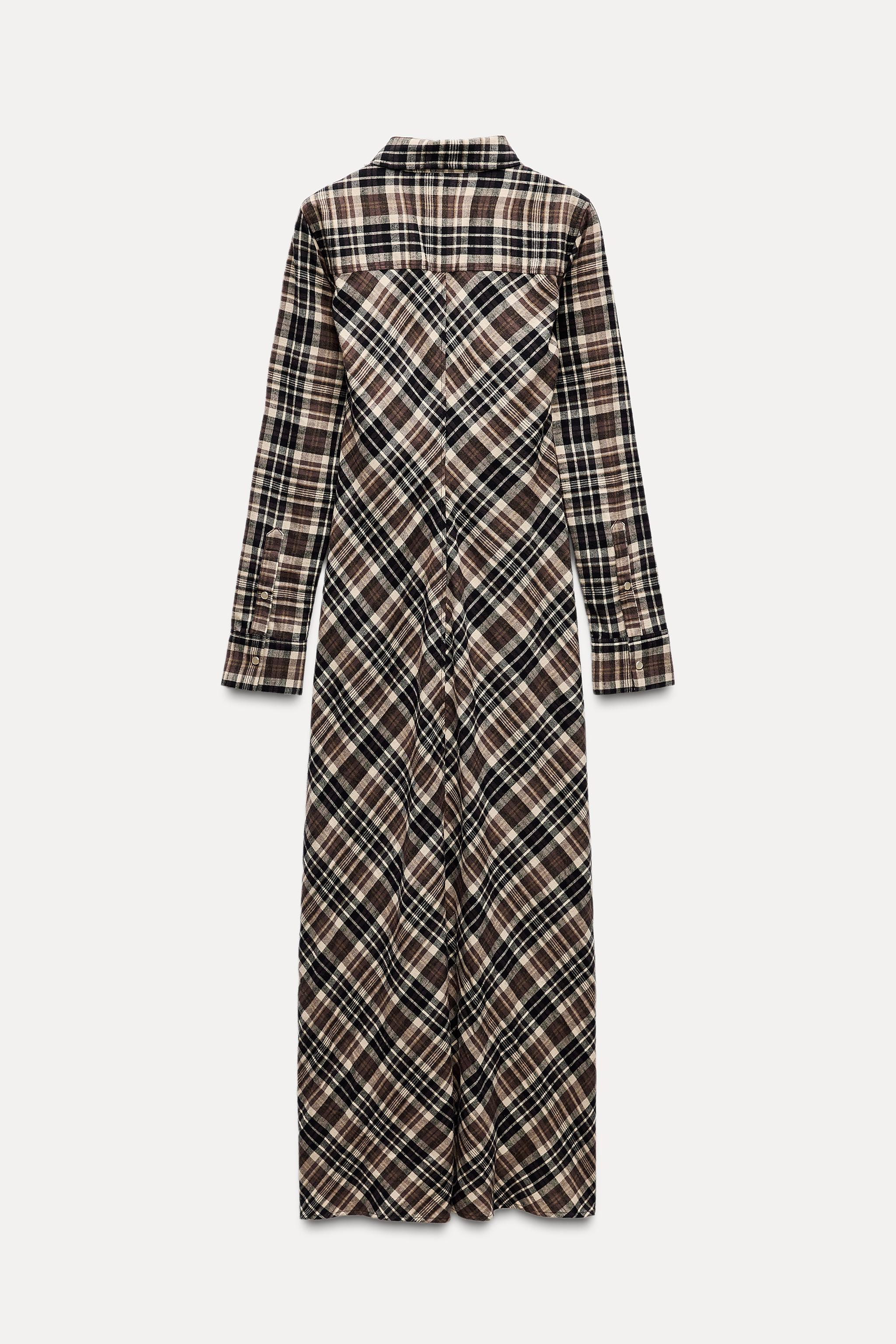 CHECK SHIRT DRESS Khaki ZARA Australia - Main Image