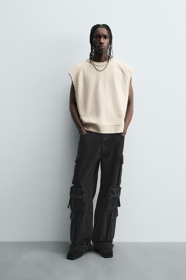 IRREGULAR HEMLINE WAISTCOAT SWEATSHIRT - camel by Zara - Image 0