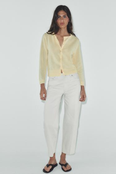 CHAQUETA PUNTO LISO - Amarillo claro de Zara