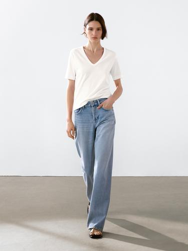 Camiseta manga corta 100% algodón - Blanco de Zara