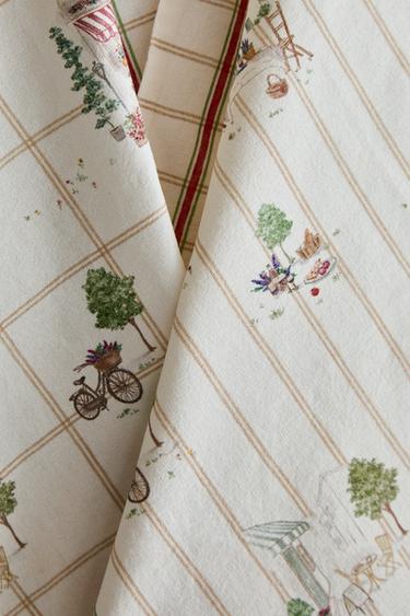 LOT TORCHONS CUISINE COTON FLEURS (LOT DE 2) - Rouge de Zara - Image 2