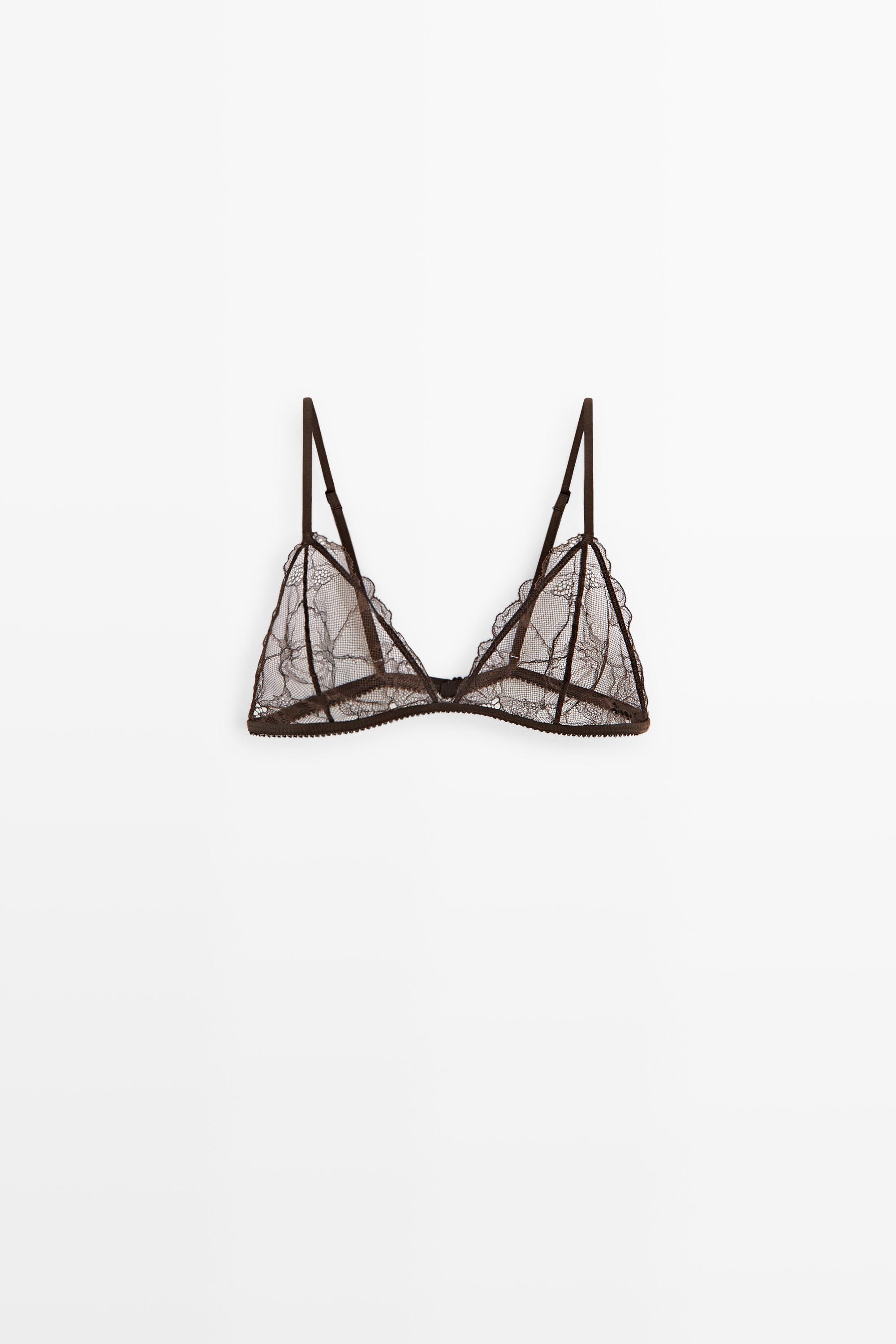 Soutien-gorge triangle en dentelle à bords festonnés