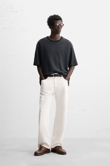Zara STRIPED JACQUARD T-SHIRT - Blue / Black - Image 0