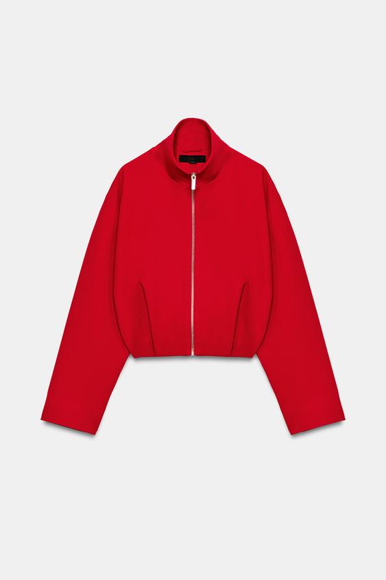 HIGH COLLAR BOMBER JACKET - Red by Zara - Image 7