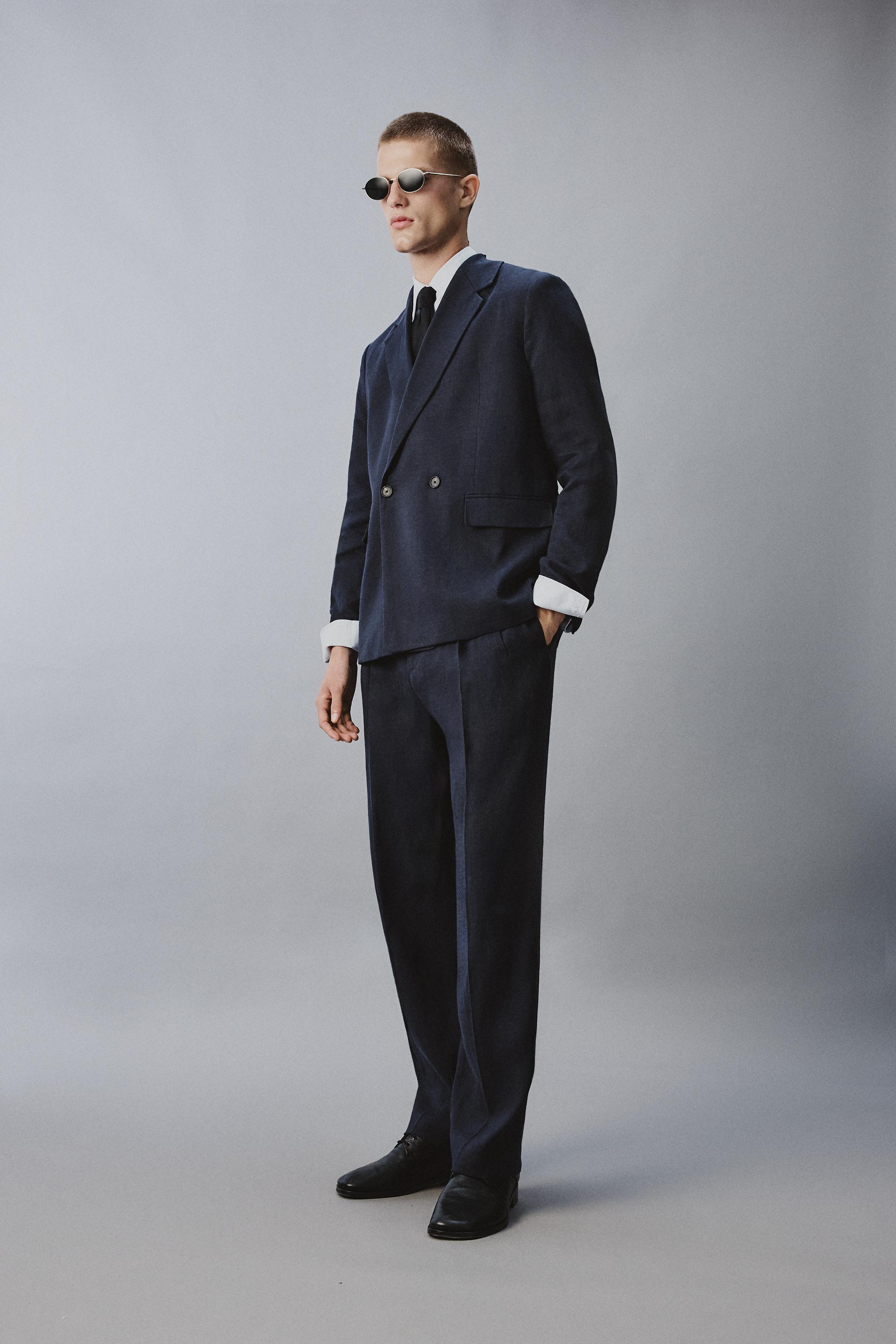 VESTE DE COSTUME CROISÉE LIN - COTON