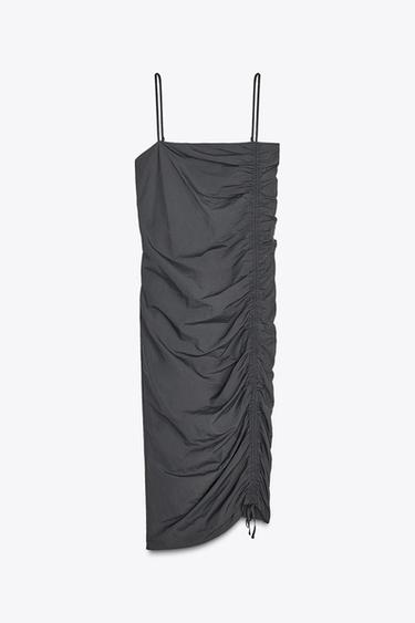 VESTIDO NYLON DRAPEADO - Gris oscuro de Zara