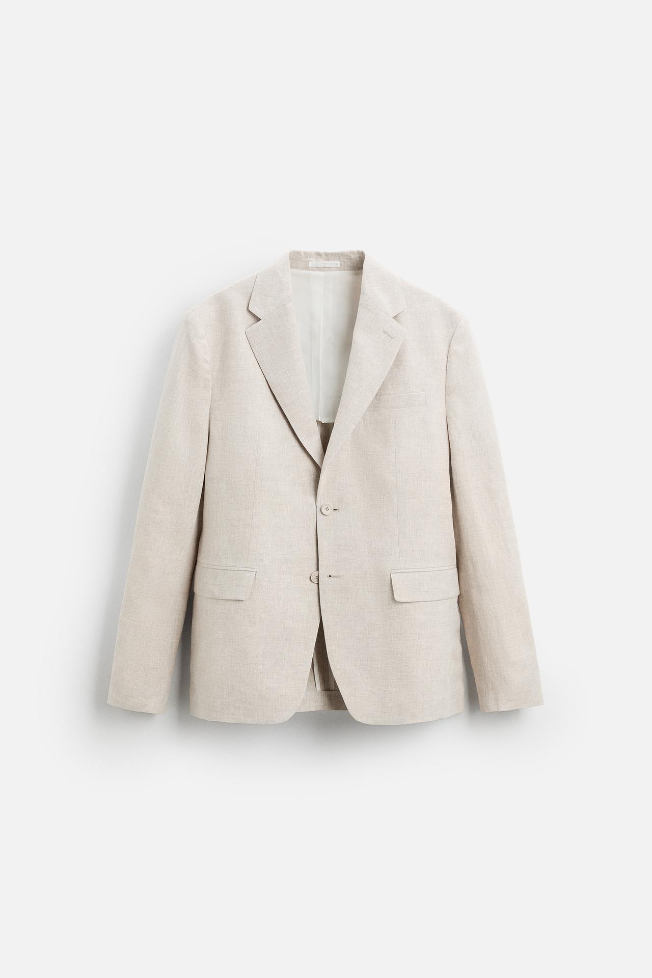 100% LINEN SUIT BLAZER - Light beige by Zara