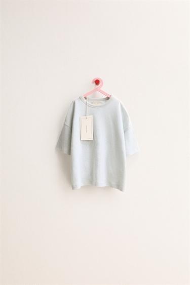 ZARA TIMELESS - PLAIN COTTON LINEN T-SHIRT - Light blue by Zara